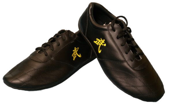 Black "Wu" Leather Tai Chi Shoes