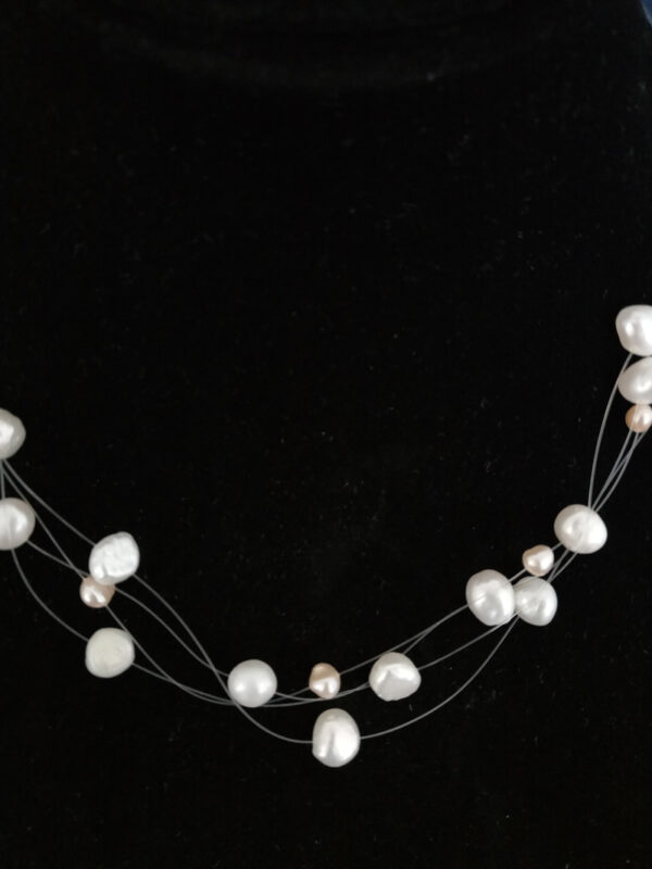 Little Pearl Necklace (white and orange) - Image 2