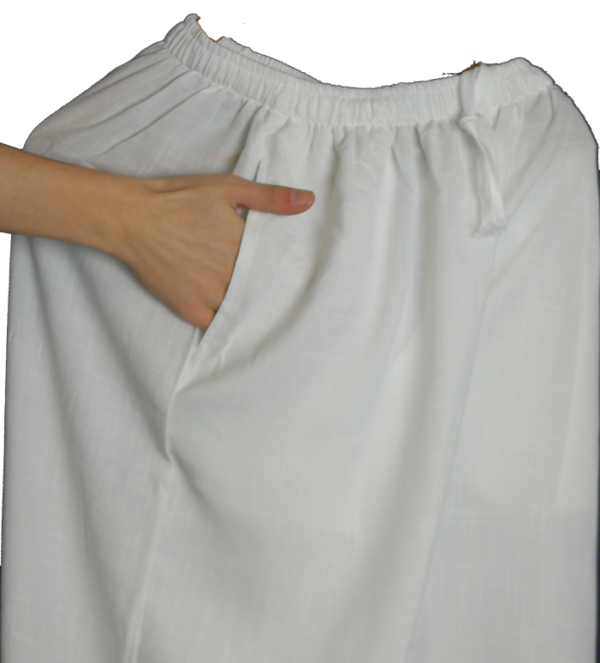 White Light Weight Linen Tai Chi Pants - Image 2