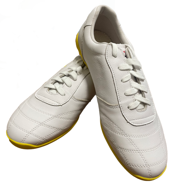 White & Yellow "Wu" Leather Tai Chi Shoes