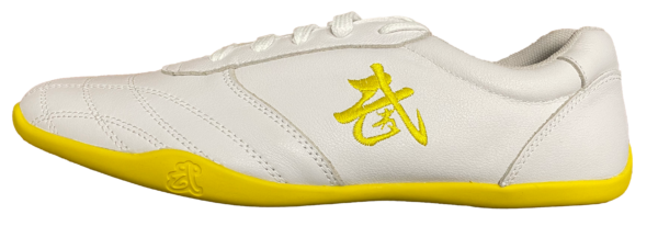 White & Yellow "Wu" Leather Tai Chi Shoes - Image 3