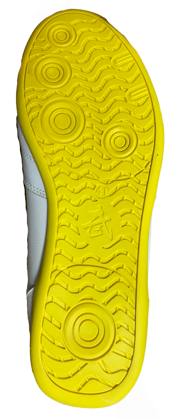White & Yellow "Wu" Leather Tai Chi Shoes - Image 4